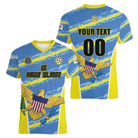 Custom US Virgin Islands Soccer Women V-Neck T-Shirt Team Dashing Eagles Come On