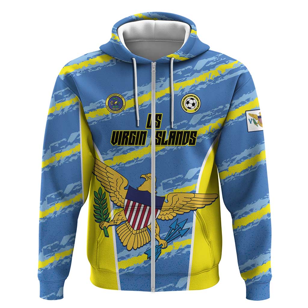 Custom US Virgin Islands Soccer Zip Hoodie Team Dashing Eagles Come On