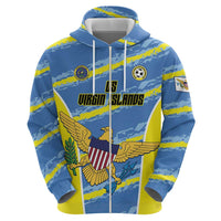 Custom US Virgin Islands Soccer Zip Hoodie Team Dashing Eagles Come On