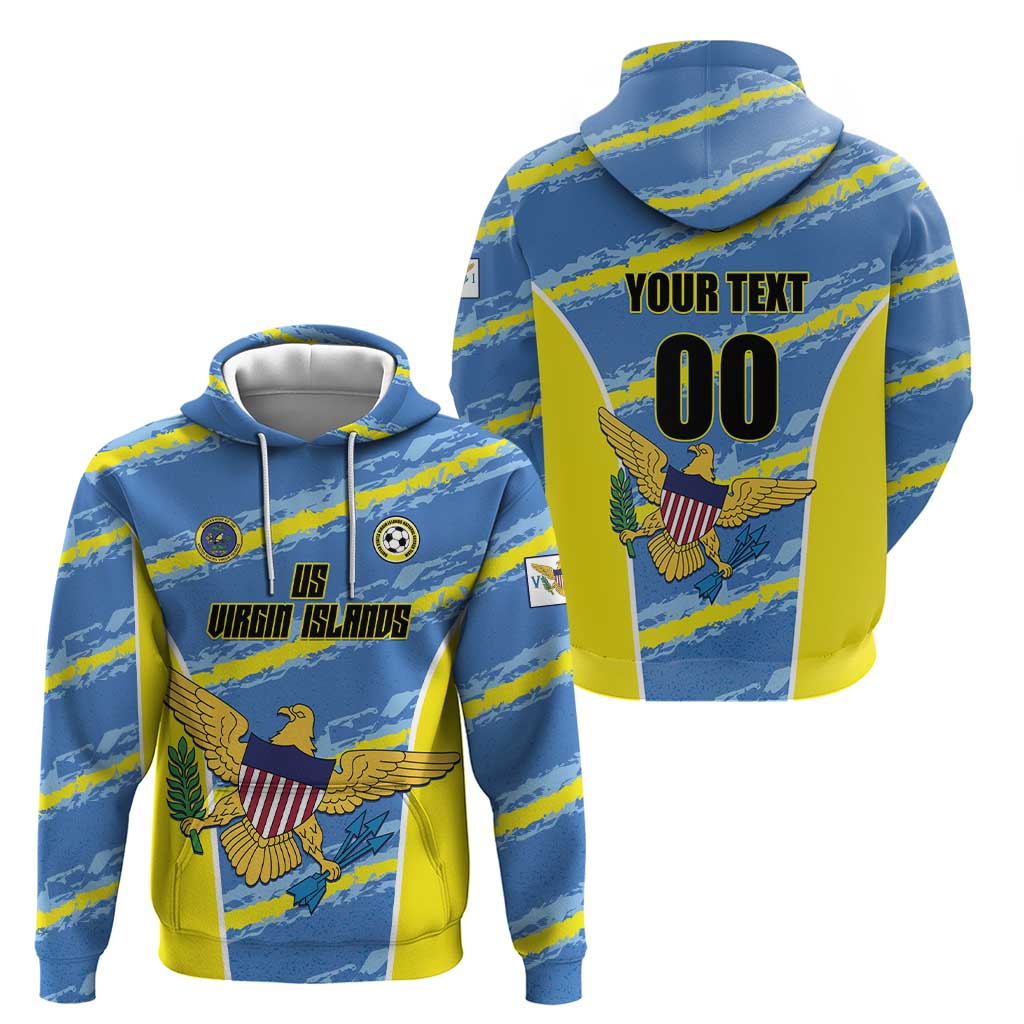 Custom US Virgin Islands Soccer Zip Hoodie Team Dashing Eagles Come On