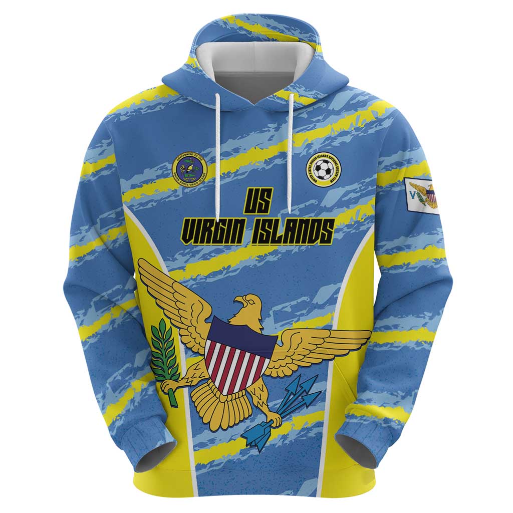 Custom US Virgin Islands Soccer Zip Hoodie Team Dashing Eagles Come On