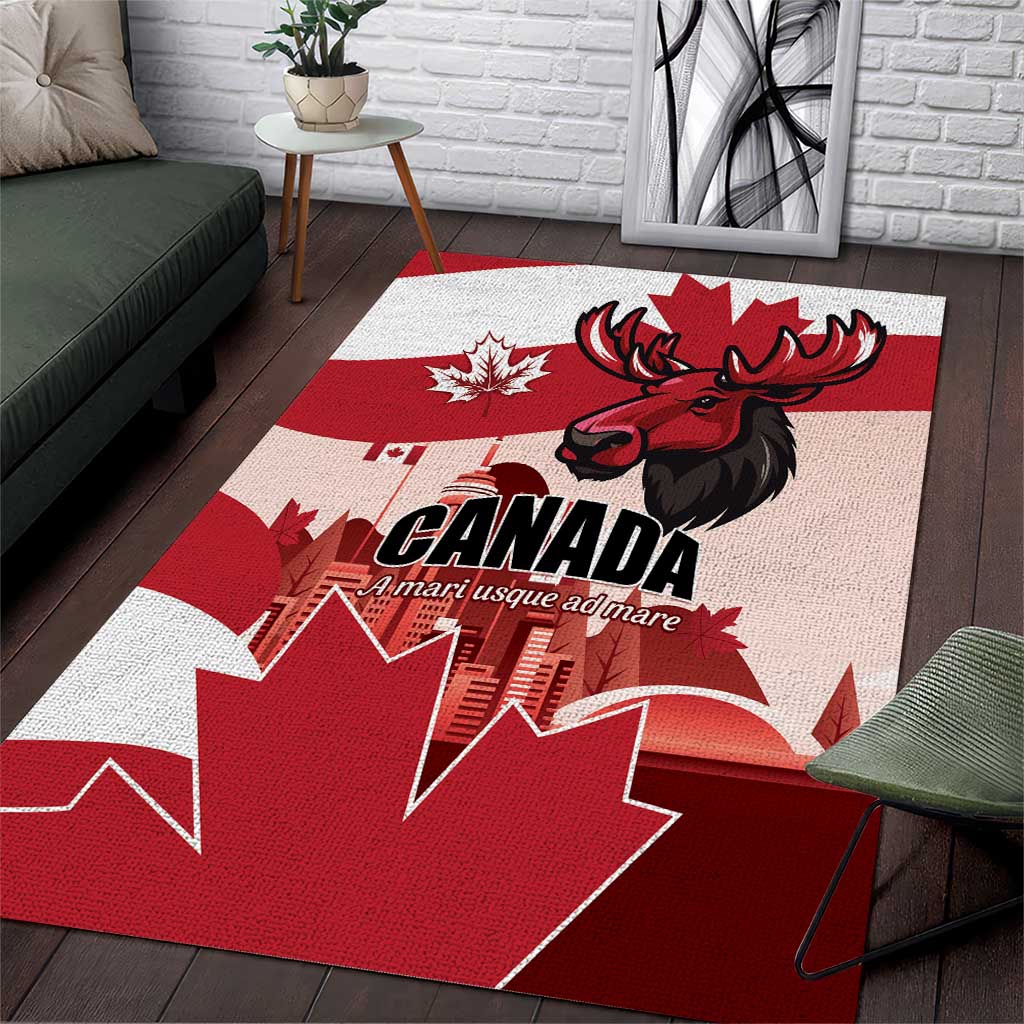 Canada Day 1867 Area Rug Moose With Maple Leaves