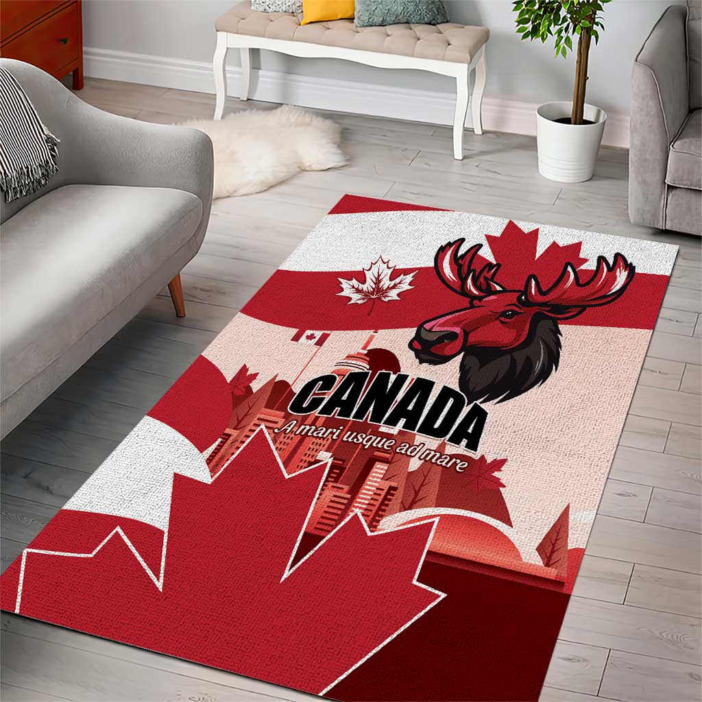 Canada Day 1867 Area Rug Moose With Maple Leaves