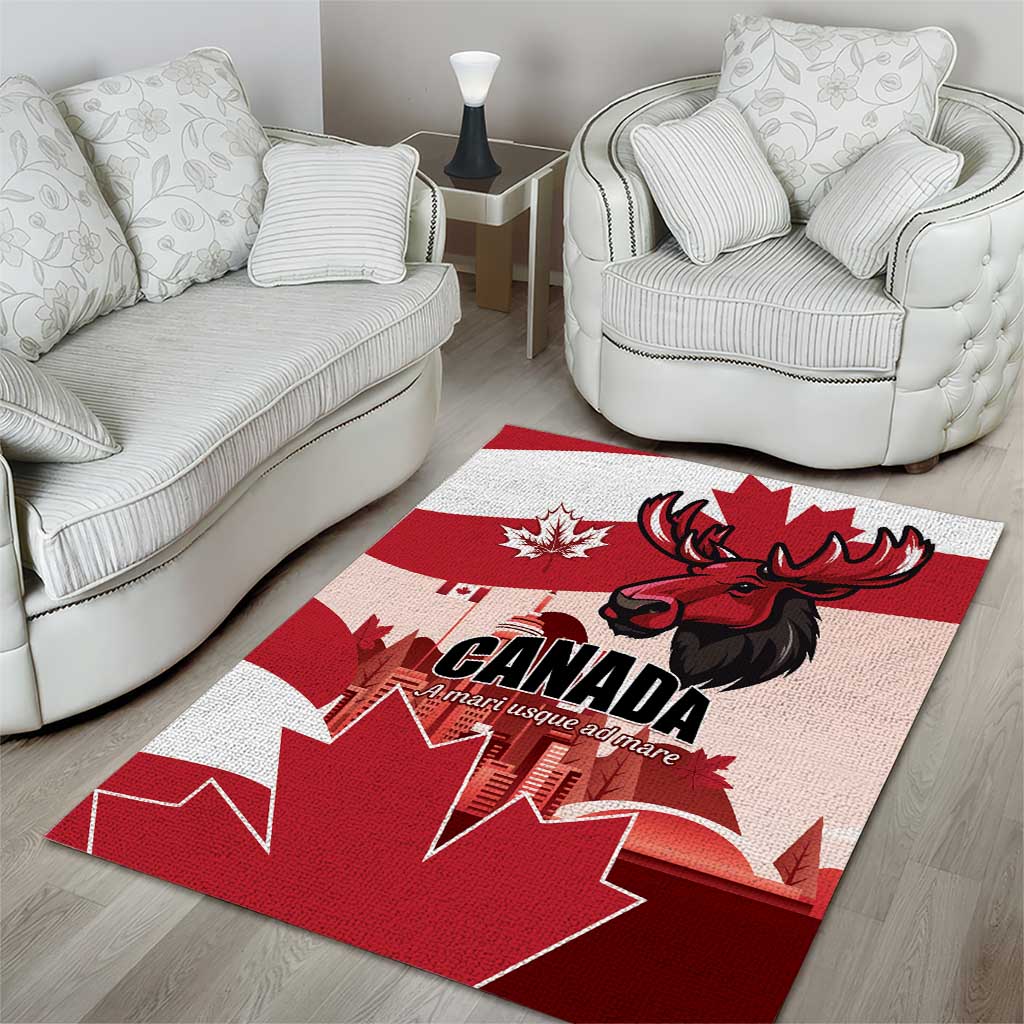Canada Day 1867 Area Rug Moose With Maple Leaves