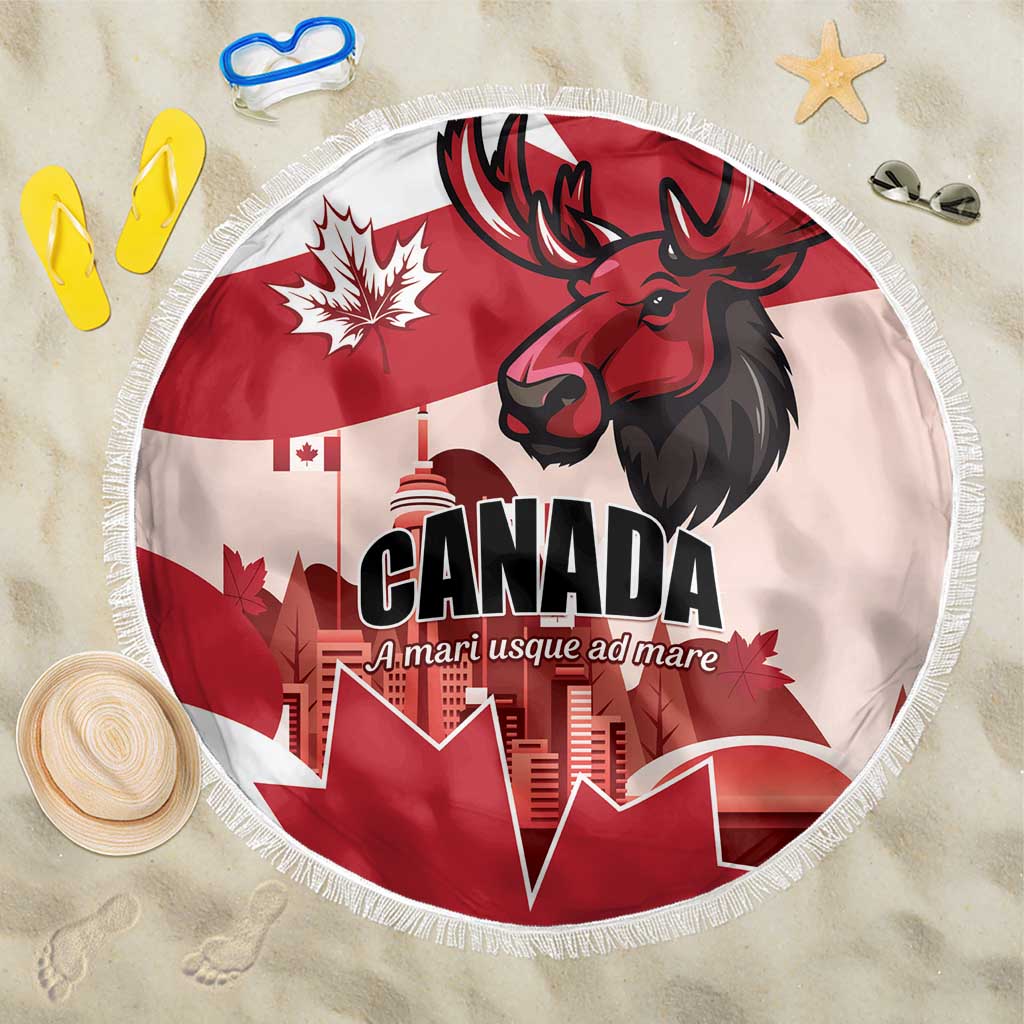 Canada Day 1867 Beach Blanket Moose With Maple Leaves