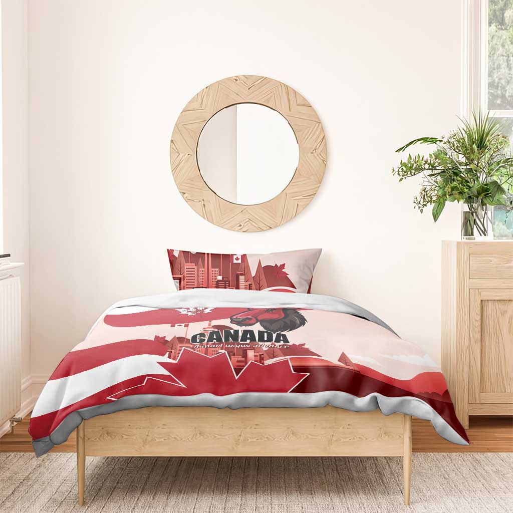 Canada Day 1867 Bedding Set Moose With Maple Leaves