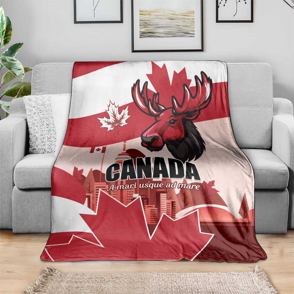 Canada Day 1867 Blanket Moose With Maple Leaves