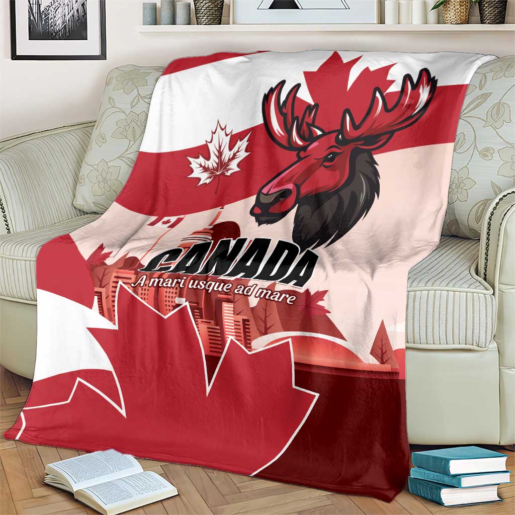 Canada Day 1867 Blanket Moose With Maple Leaves