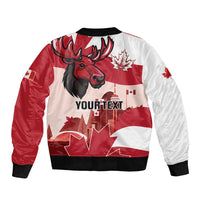 Personalised Canada Day 1867 Bomber Jacket Moose With Maple Leaves