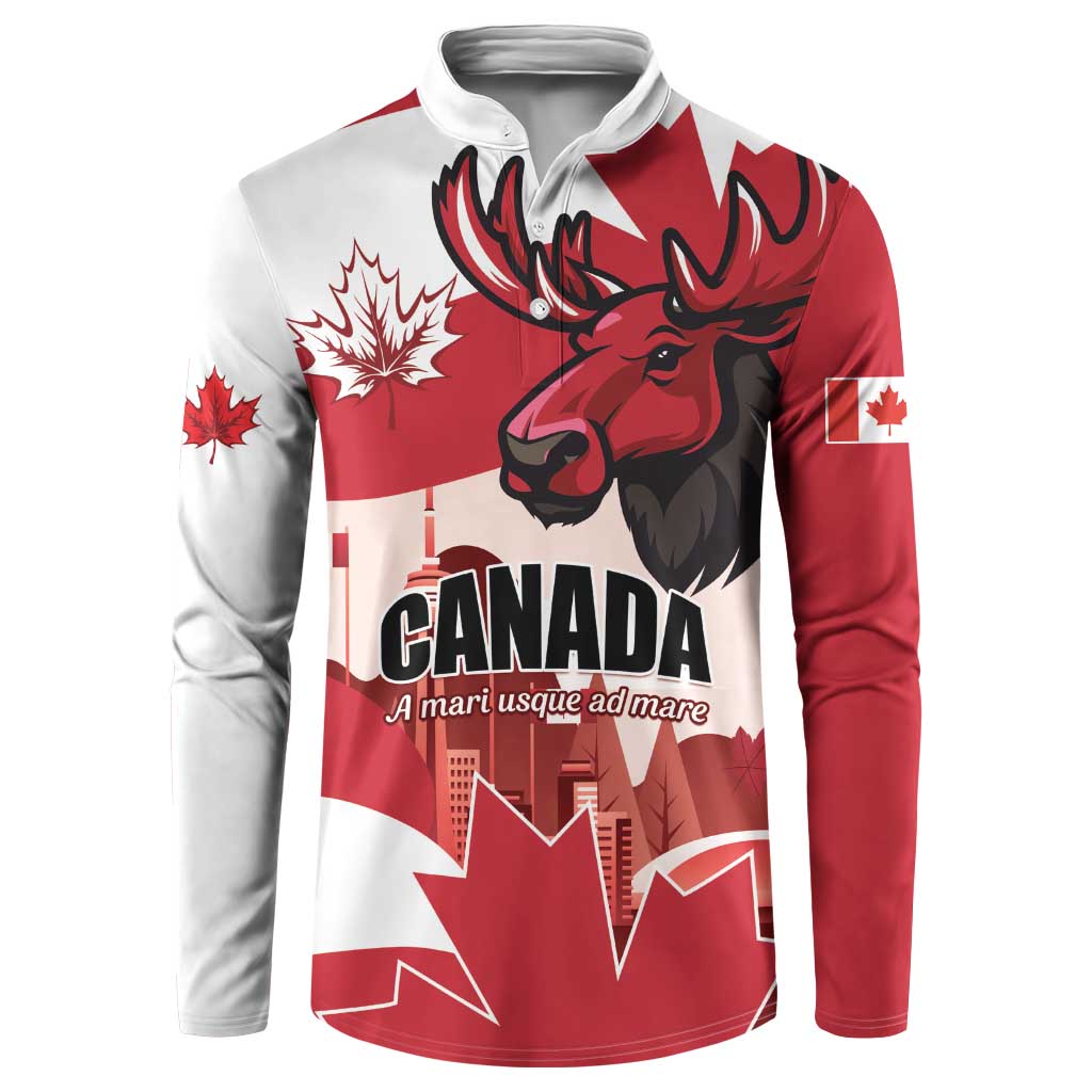 Personalised Canada Day 1867 Button Sweatshirt Moose With Maple Leaves