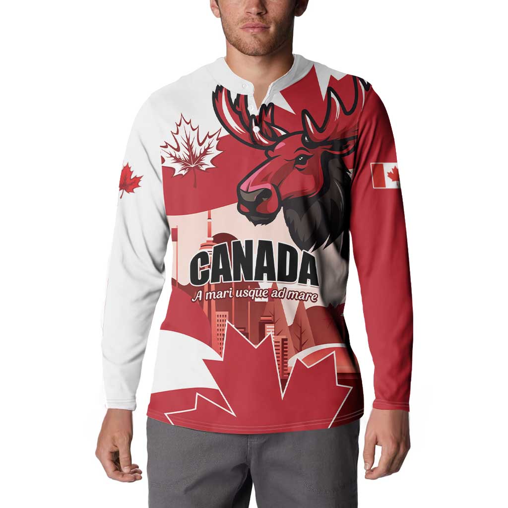 Personalised Canada Day 1867 Button Sweatshirt Moose With Maple Leaves
