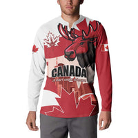 Personalised Canada Day 1867 Button Sweatshirt Moose With Maple Leaves