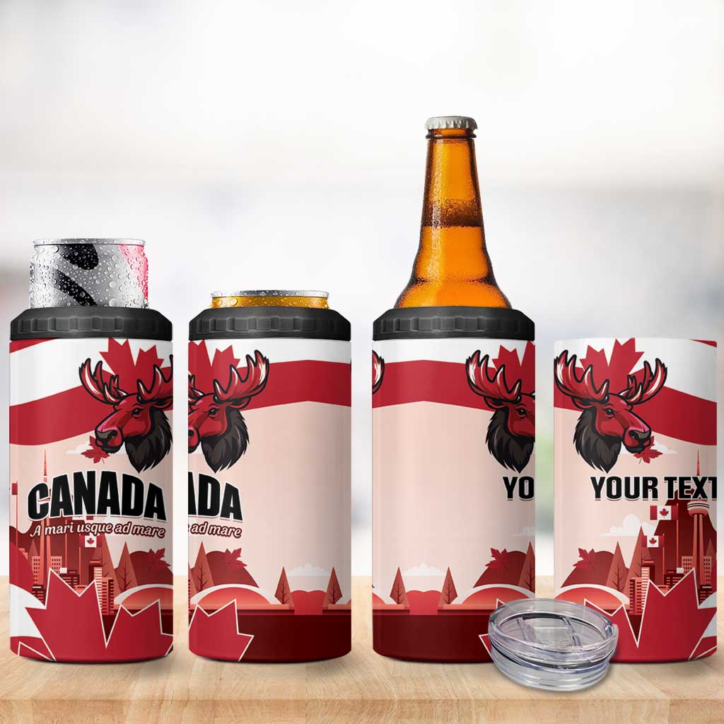 Personalised Canada Day 1867 4 in 1 Can Cooler Tumbler Moose With Maple Leaves