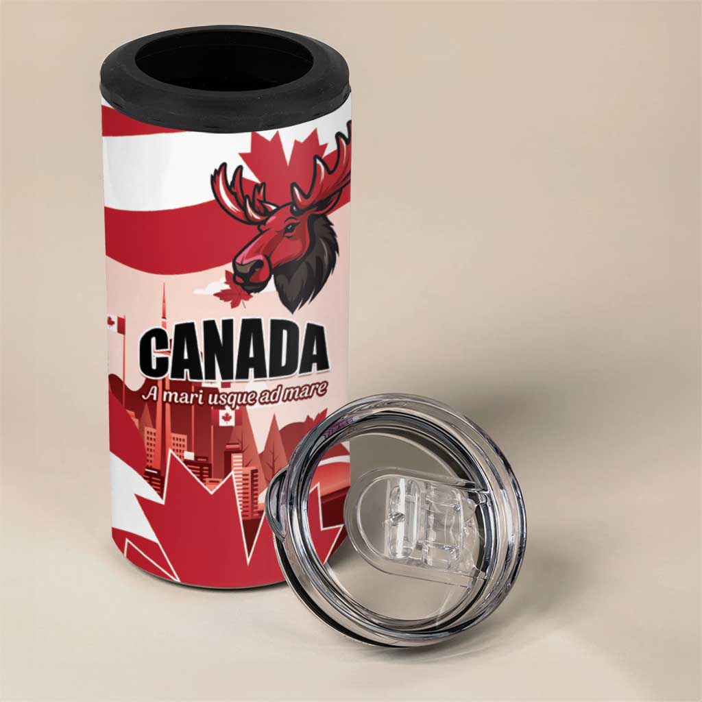 Personalised Canada Day 1867 4 in 1 Can Cooler Tumbler Moose With Maple Leaves