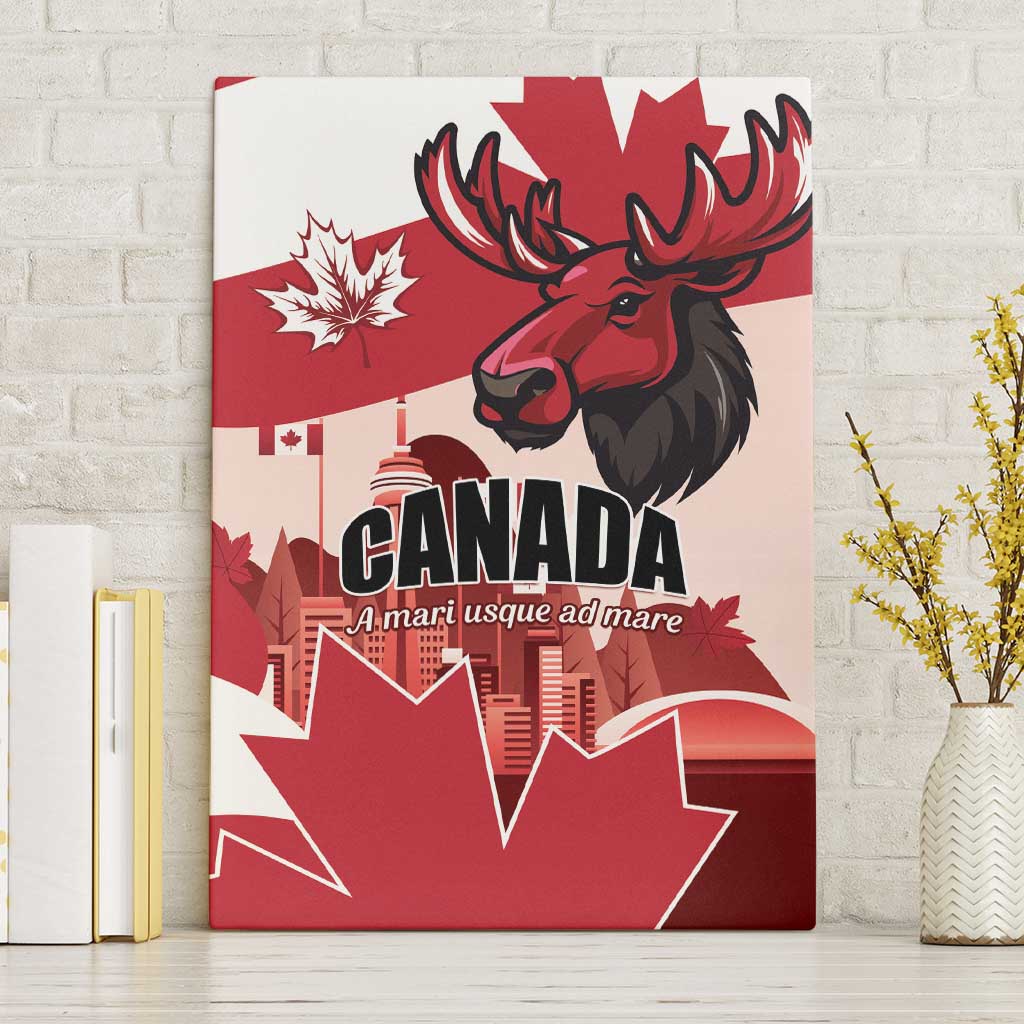 Canada Day 1867 Canvas Wall Art Moose With Maple Leaves