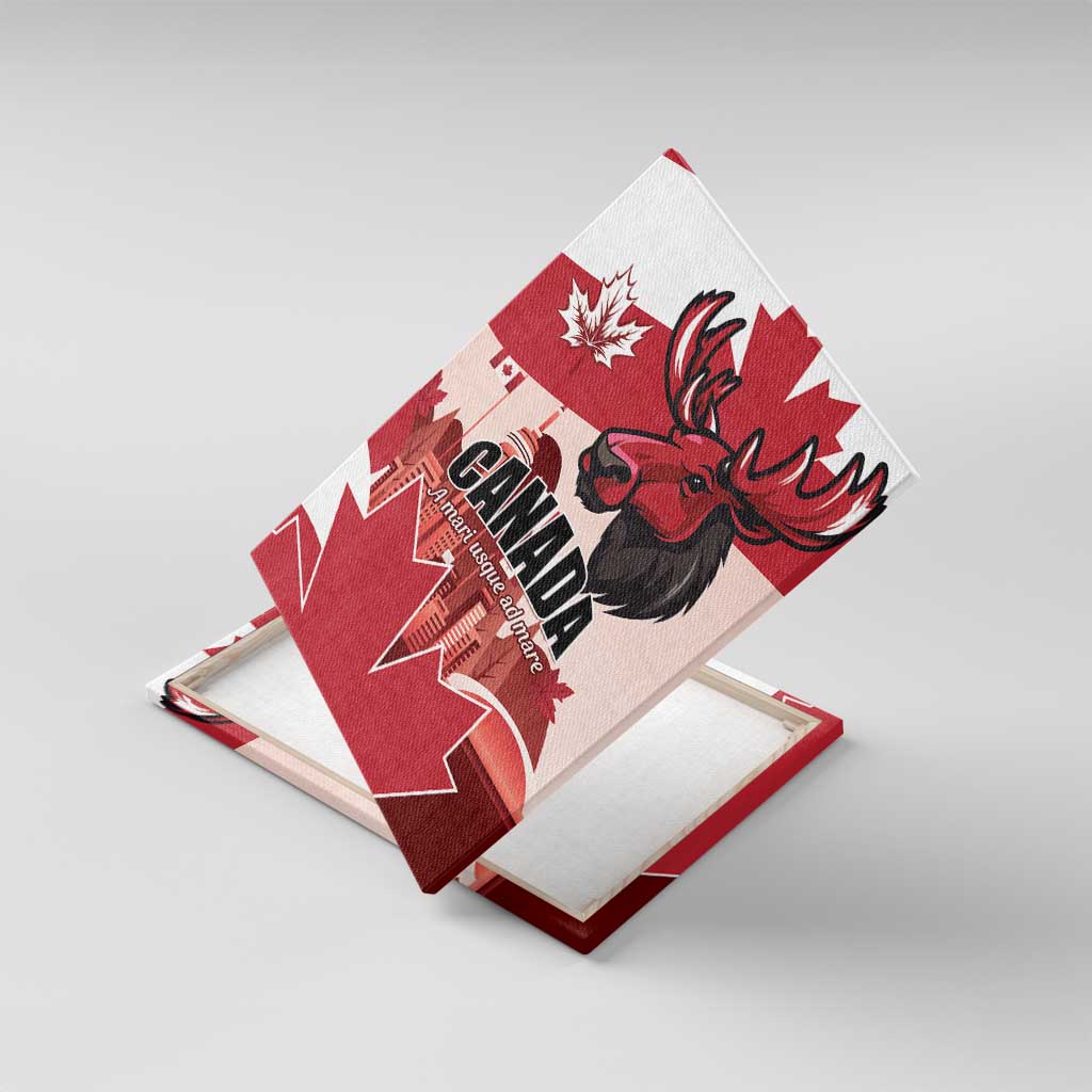 Canada Day 1867 Canvas Wall Art Moose With Maple Leaves