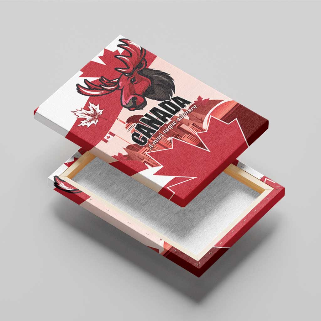 Canada Day 1867 Canvas Wall Art Moose With Maple Leaves