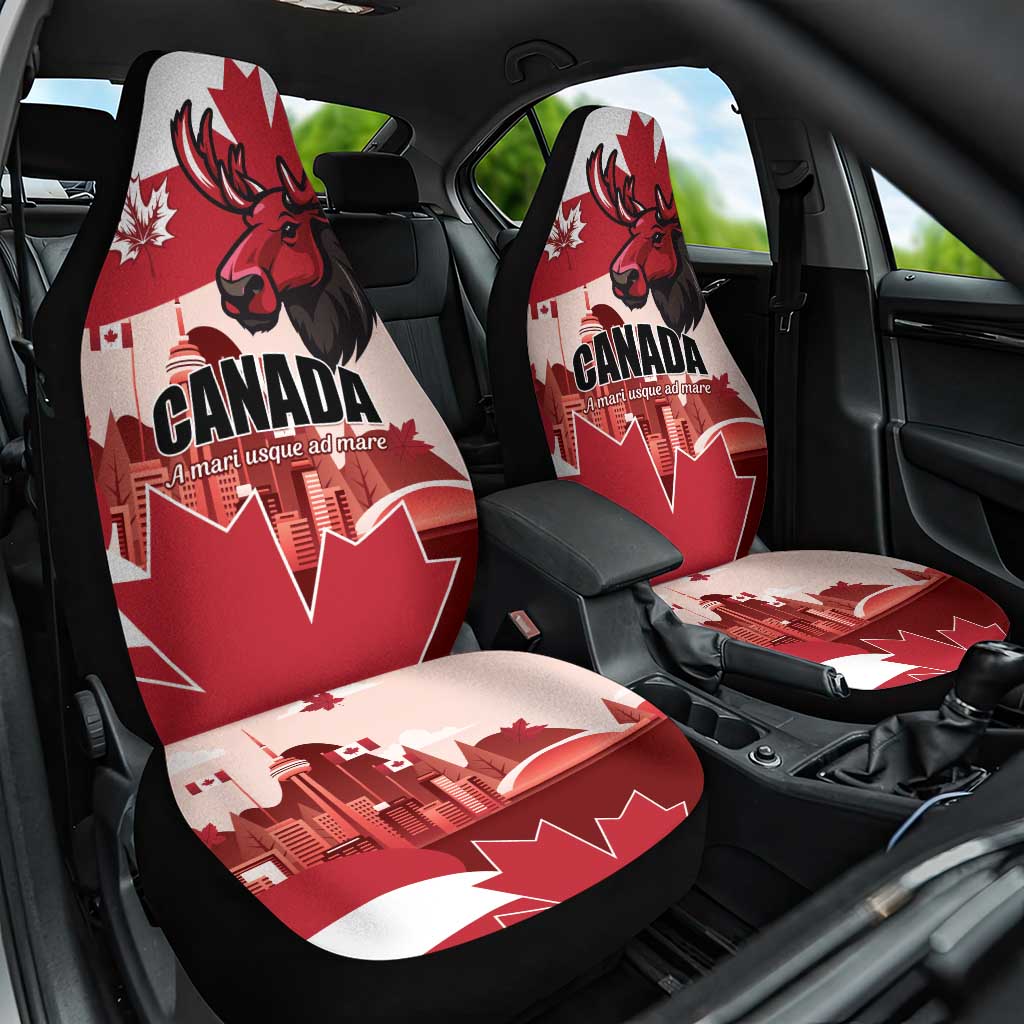 Canada Day 1867 Car Seat Cover Moose With Maple Leaves