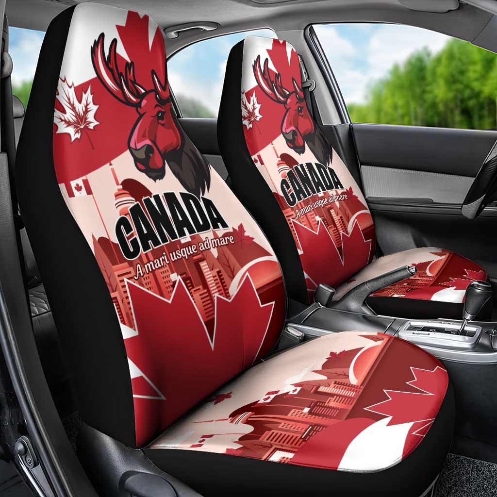 Canada Day 1867 Car Seat Cover Moose With Maple Leaves