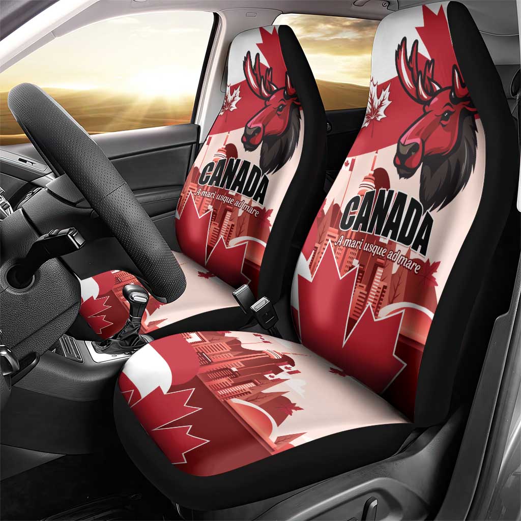 Canada Day 1867 Car Seat Cover Moose With Maple Leaves