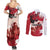 Personalised Canada Day 1867 Couples Matching Summer Maxi Dress and Long Sleeve Button Shirt Moose With Maple Leaves