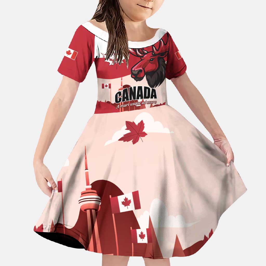 Personalised Canada Day 1867 Family Matching Off Shoulder Maxi Dress and Hawaiian Shirt Moose With Maple Leaves