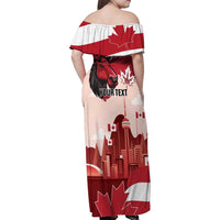 Personalised Canada Day 1867 Family Matching Off Shoulder Maxi Dress and Hawaiian Shirt Moose With Maple Leaves