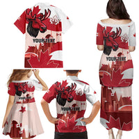 Personalised Canada Day 1867 Family Matching Puletasi and Hawaiian Shirt Moose With Maple Leaves