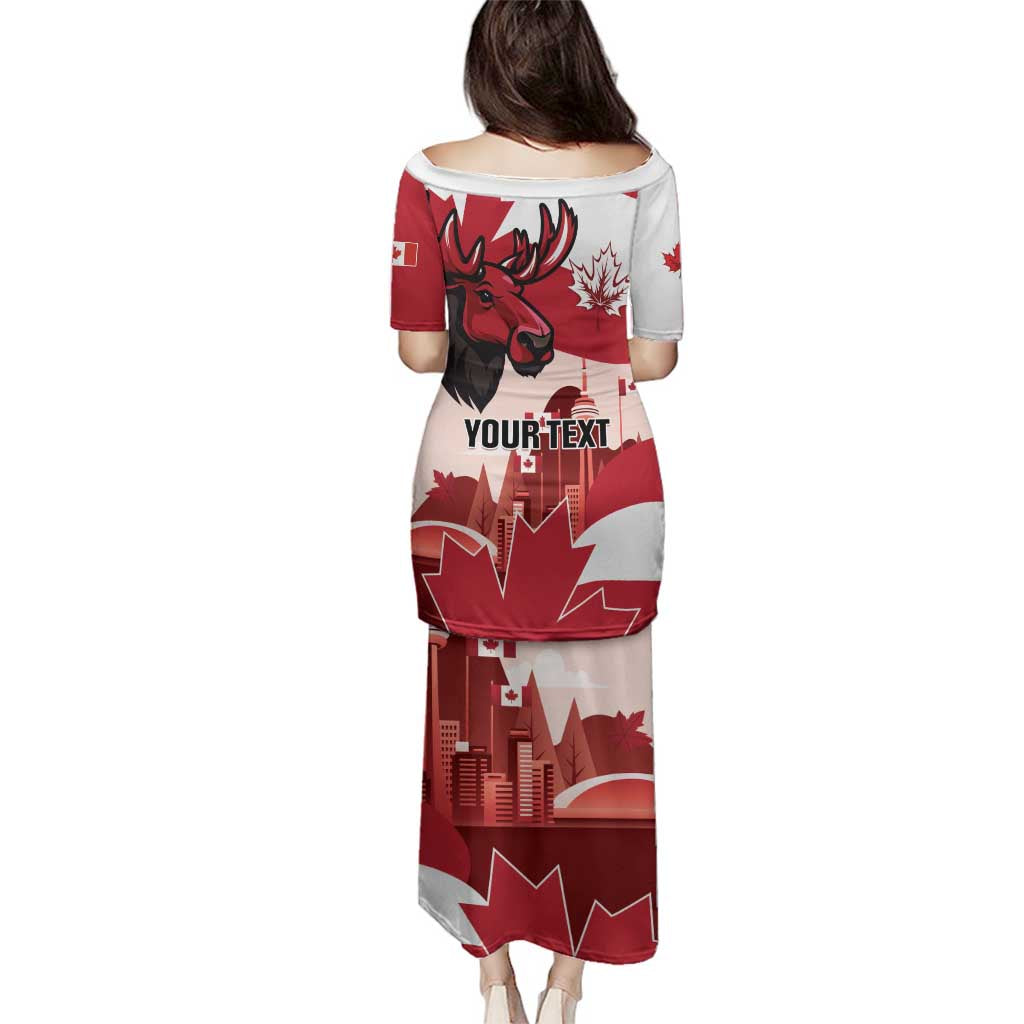 Personalised Canada Day 1867 Family Matching Puletasi and Hawaiian Shirt Moose With Maple Leaves