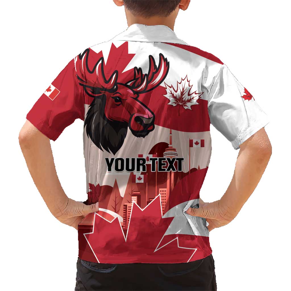 Personalised Canada Day 1867 Family Matching Short Sleeve Bodycon Dress and Hawaiian Shirt Moose With Maple Leaves