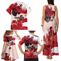 Personalised Canada Day 1867 Family Matching Tank Maxi Dress and Hawaiian Shirt Moose With Maple Leaves