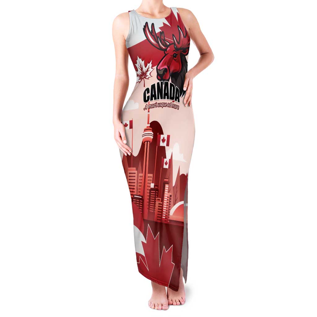 Personalised Canada Day 1867 Family Matching Tank Maxi Dress and Hawaiian Shirt Moose With Maple Leaves