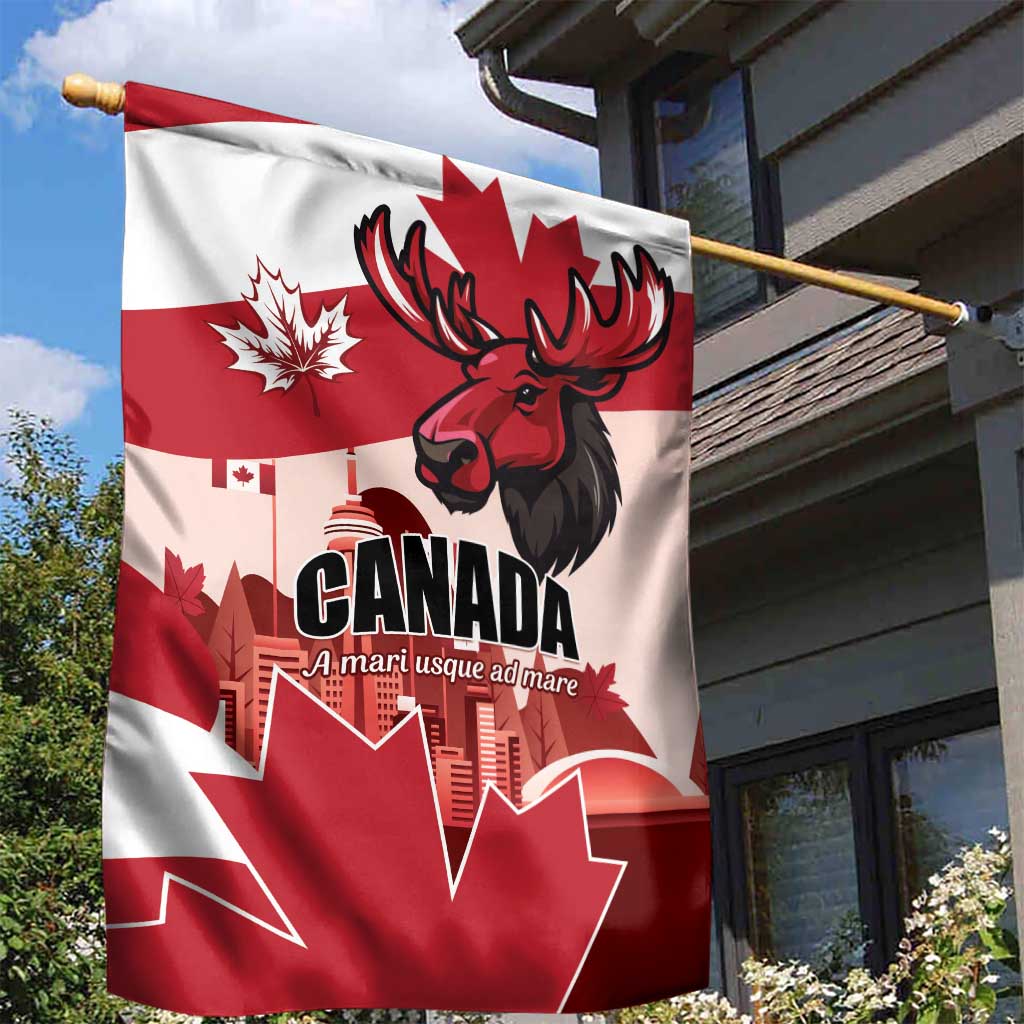 Canada Day 1867 Garden Flag Moose With Maple Leaves