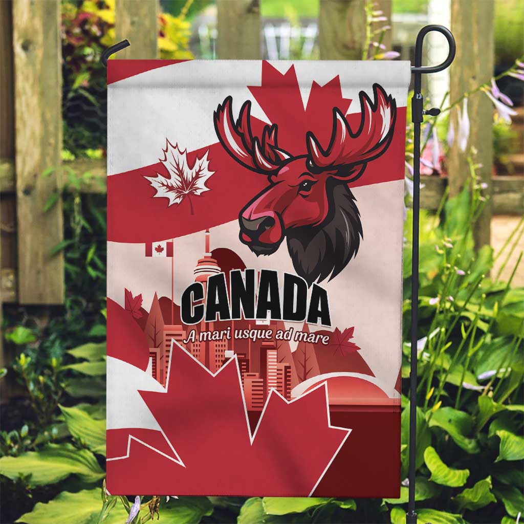 Canada Day 1867 Garden Flag Moose With Maple Leaves