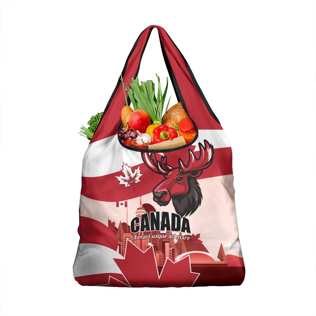 Canada Day 1867 Grocery Bag Moose With Maple Leaves