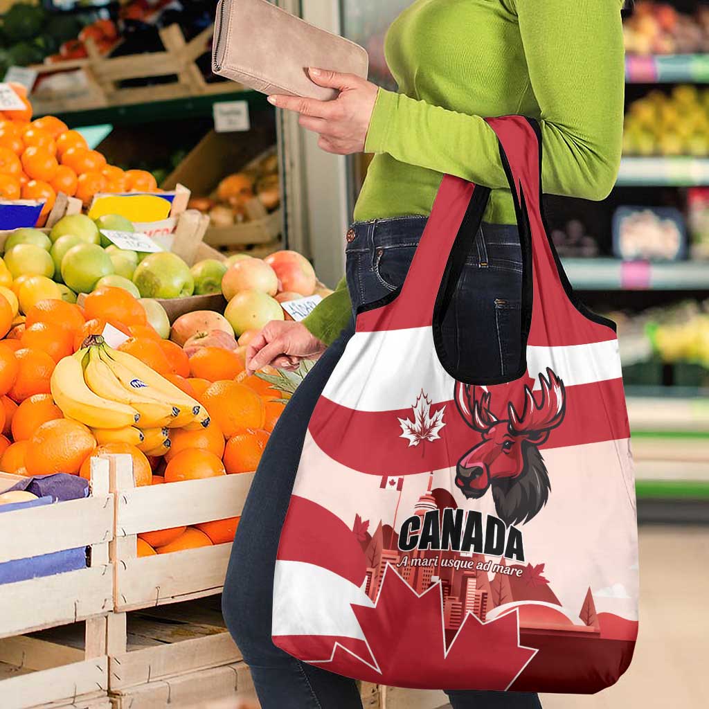 Canada Day 1867 Grocery Bag Moose With Maple Leaves