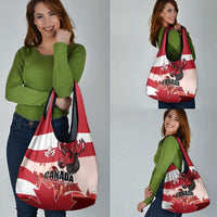 Canada Day 1867 Grocery Bag Moose With Maple Leaves