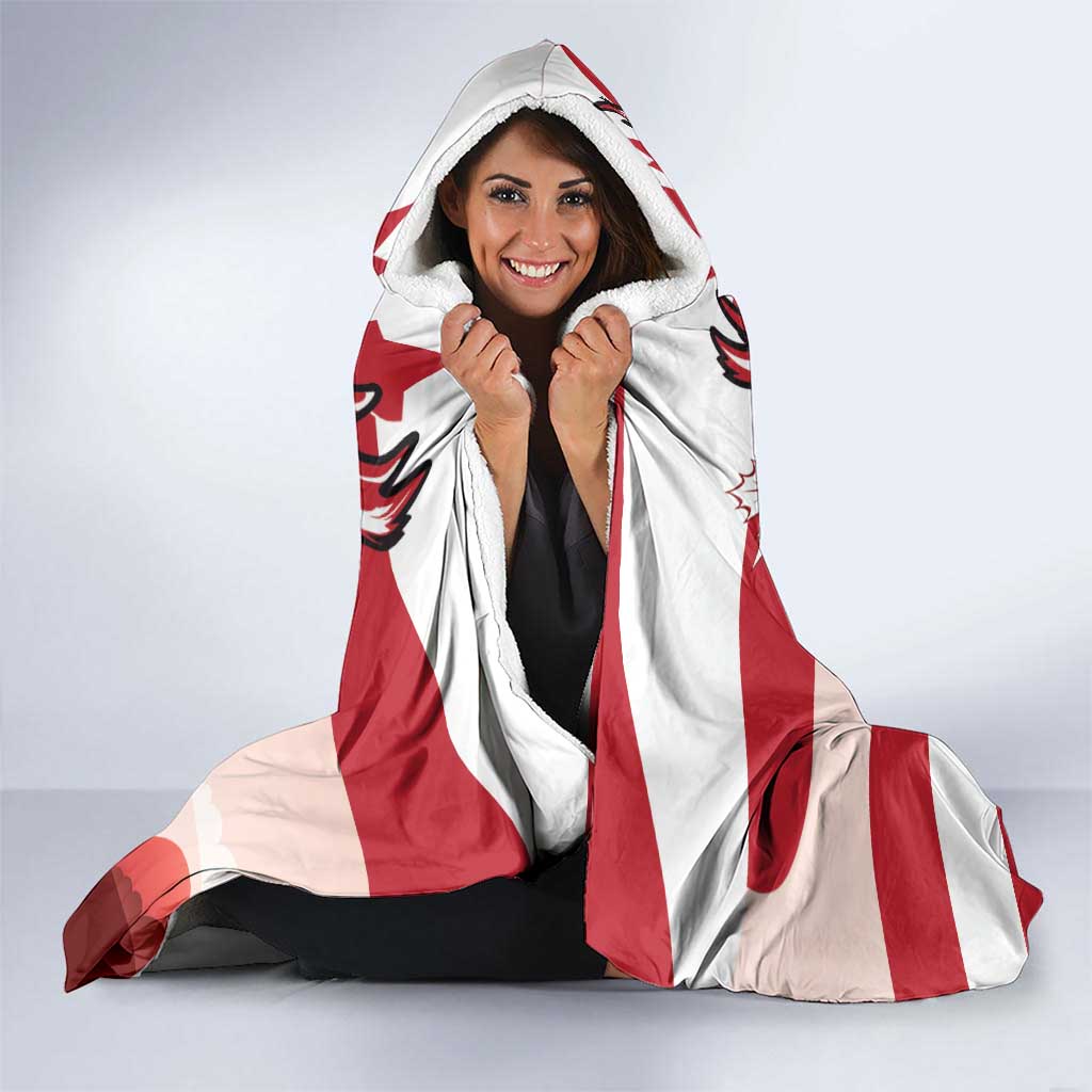 Canada Day 1867 Hooded Blanket Moose With Maple Leaves