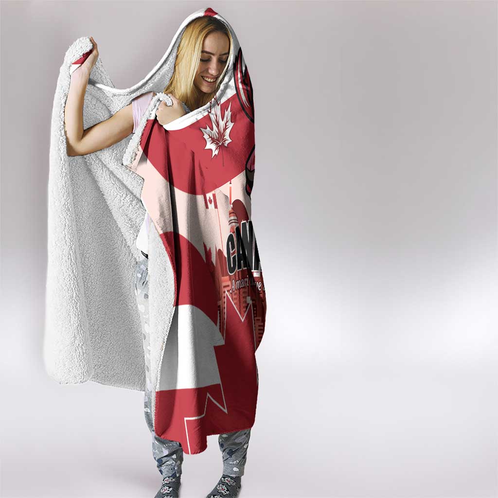 Canada Day 1867 Hooded Blanket Moose With Maple Leaves