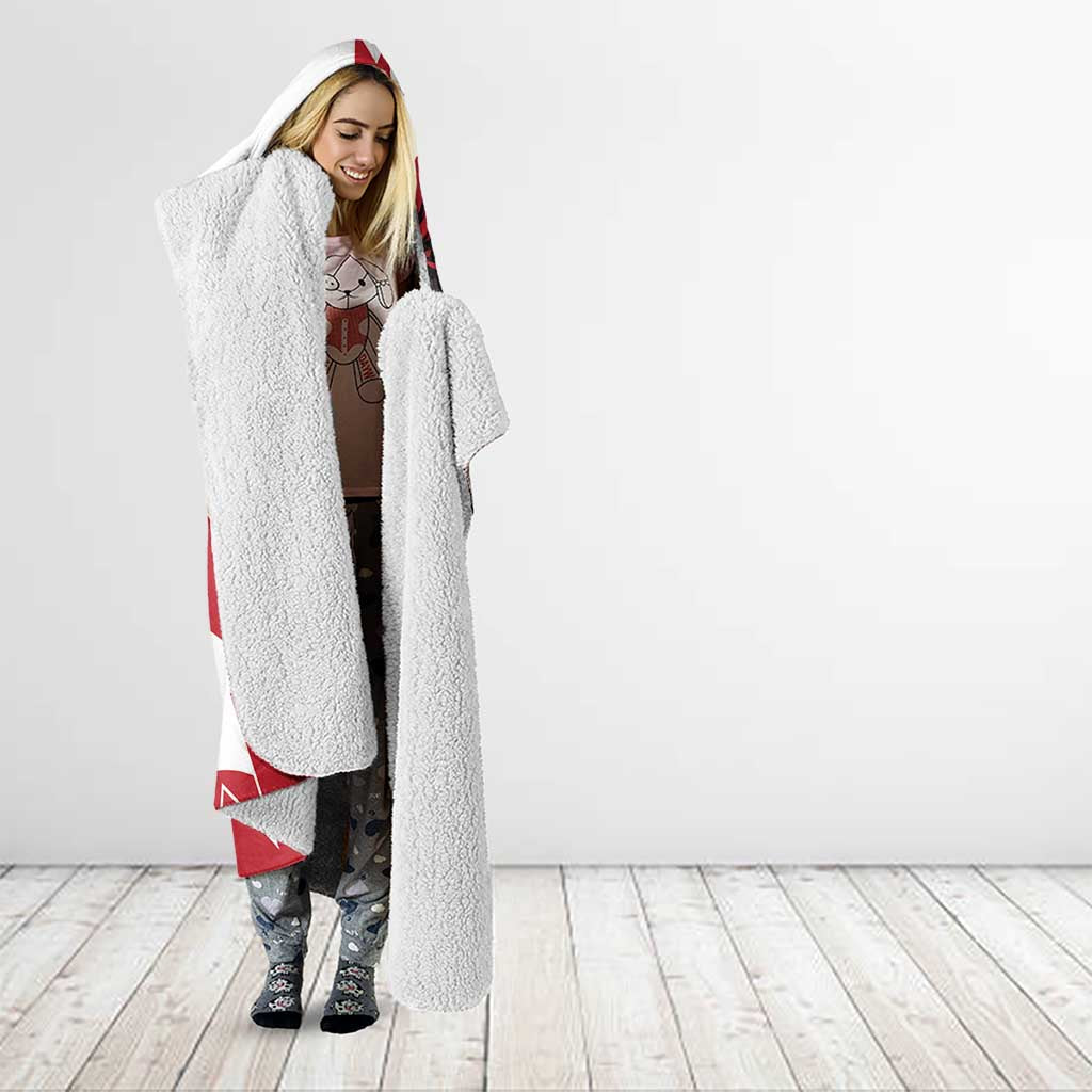 Canada Day 1867 Hooded Blanket Moose With Maple Leaves