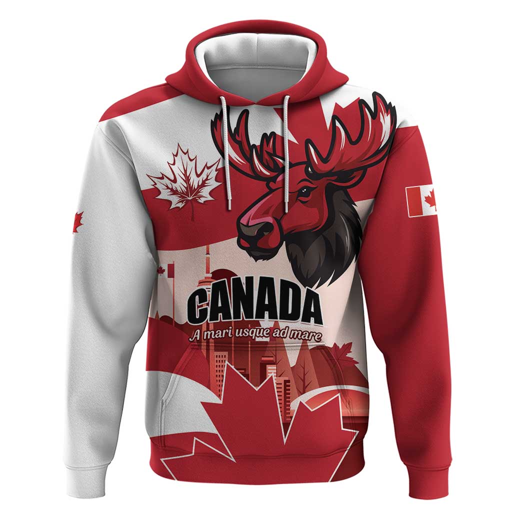Personalised Canada Day 1867 Hoodie Moose With Maple Leaves