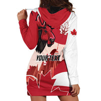 Personalised Canada Day 1867 Hoodie Dress Moose With Maple Leaves
