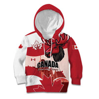 Personalised Canada Day 1867 Kid Hoodie Moose With Maple Leaves