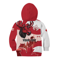Personalised Canada Day 1867 Kid Hoodie Moose With Maple Leaves