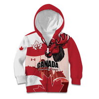 Personalised Canada Day 1867 Kid Hoodie Moose With Maple Leaves