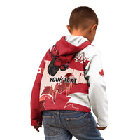 Personalised Canada Day 1867 Kid Hoodie Moose With Maple Leaves