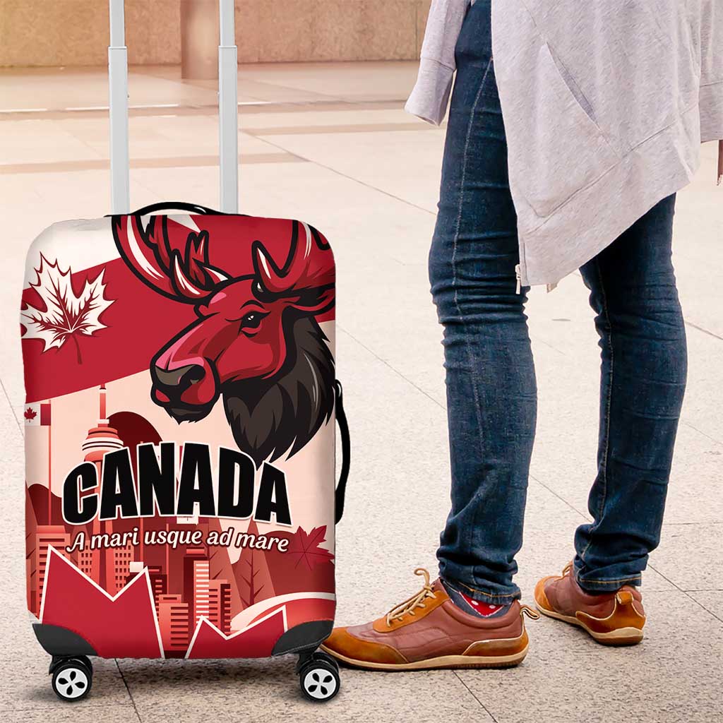 Canada Day 1867 Luggage Cover Moose With Maple Leaves