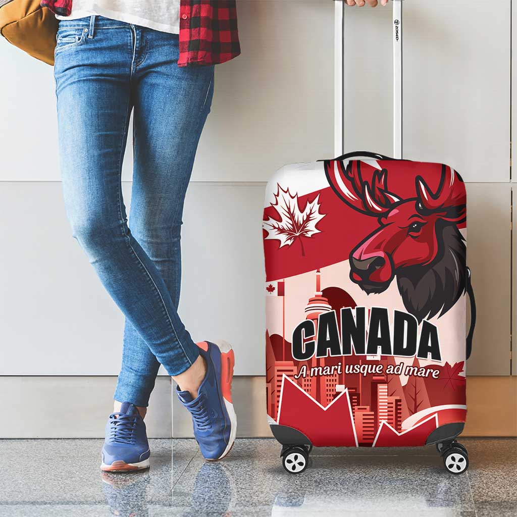 Canada Day 1867 Luggage Cover Moose With Maple Leaves
