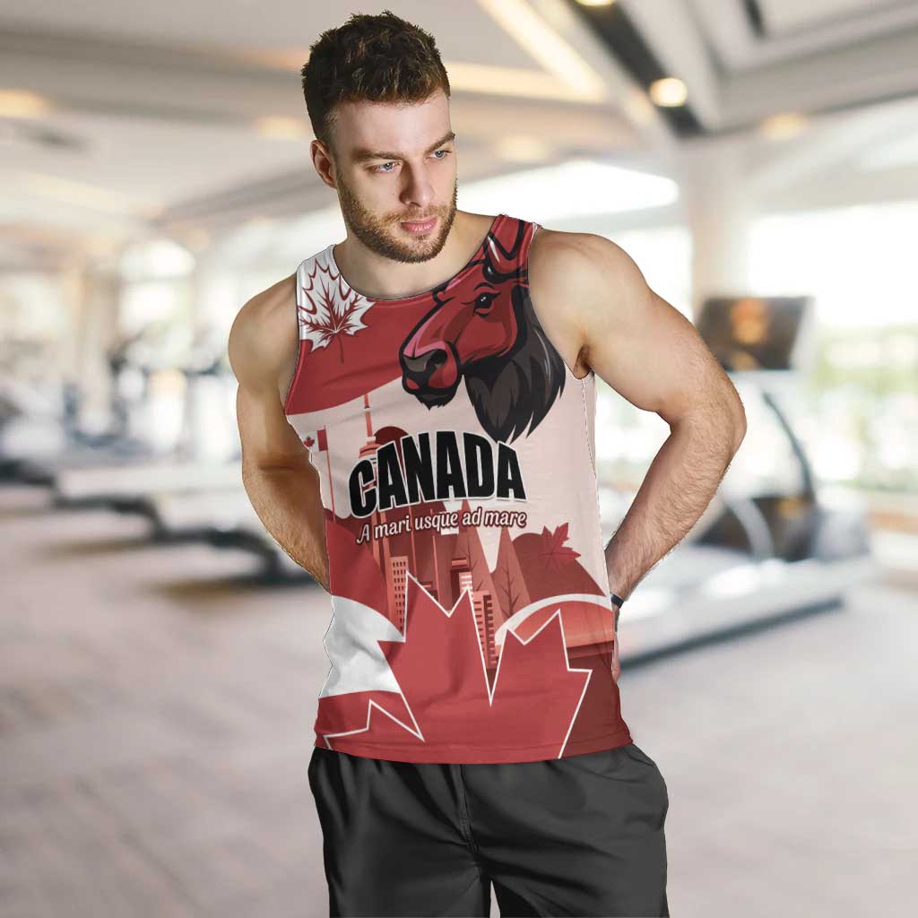 Personalised Canada Day 1867 Men Tank Top Moose With Maple Leaves