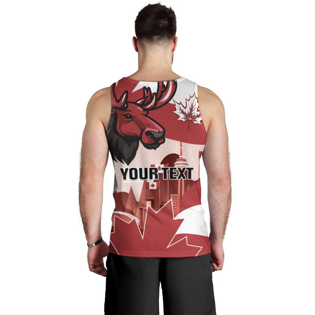 Personalised Canada Day 1867 Men Tank Top Moose With Maple Leaves